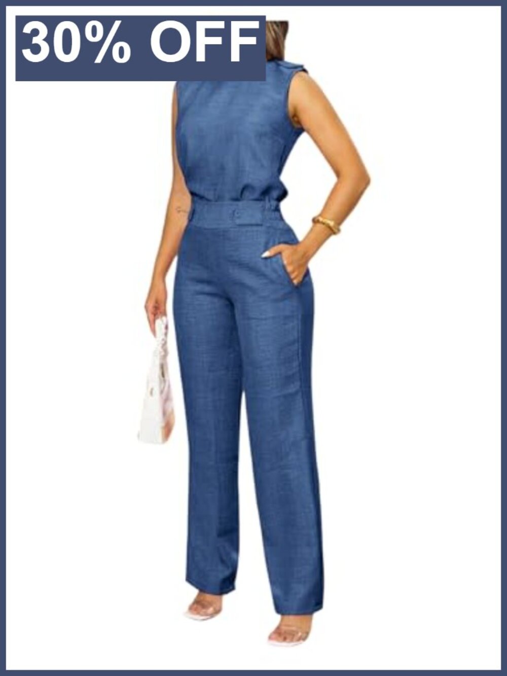 Floerns Women's 2 Piece Dressy Outfit Sleeveless Blouse and Pants Set